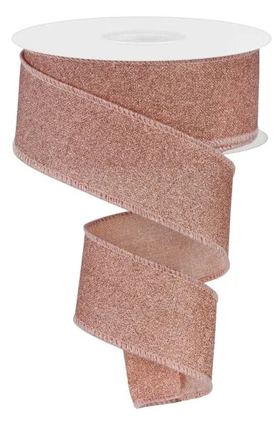Wired Rose Gold Fine Glitter on Royal Ribbon- 1.5”x10 Yards