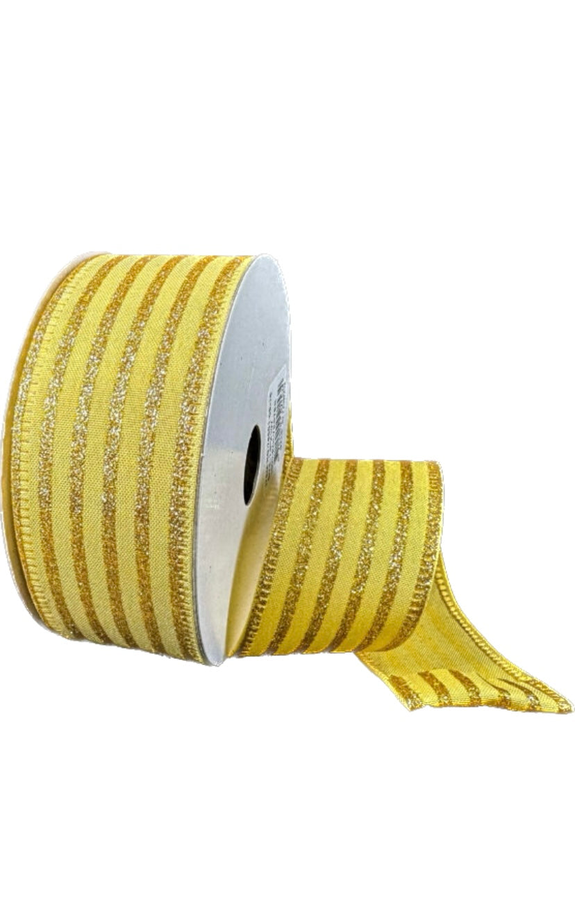 Wired Gold Ponche Glitter Cabana Strip Ribbon-1.5” x10 Yards