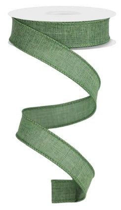 Wired Clover Green Royal Burlap Linen Ribbon-7/8”x10 Yards