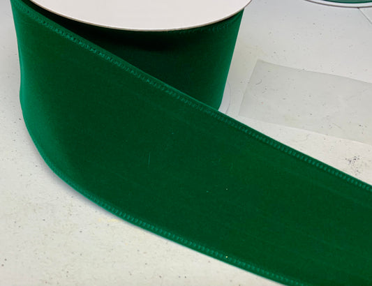Wired Hunter Green Velvet Ribbon-2.5”x10 Yards