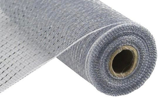 Silver with Silver Foil Wide Stripe Mesh- 10”x10 Yards