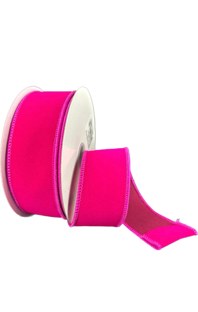 Wired Fuchsia Flat Velvet Ribbon- 1.5”x10 Yards