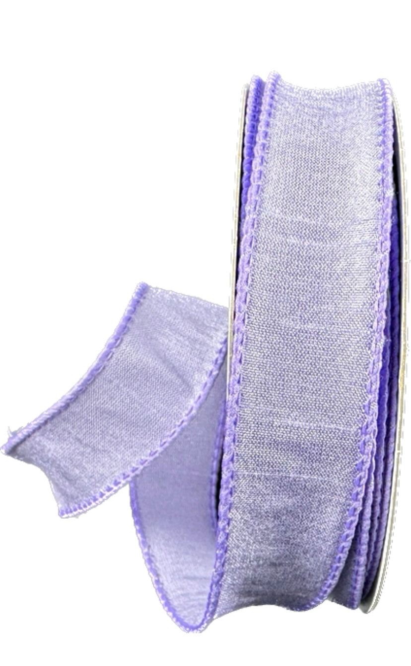 10 Yards - 7/8” Wired Lavender Faux Dupioni Ribbon