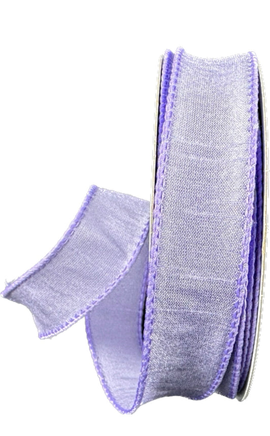 10 Yards - 7/8” Wired Lavender Faux Dupioni Ribbon