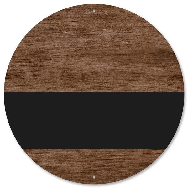 12” Round Brown and Black Wood Like Wreath Sign