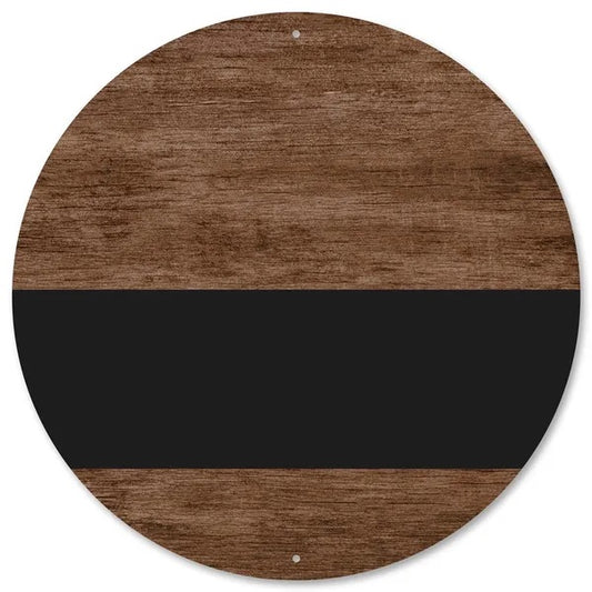 12” Round Brown and Black Wood Like Wreath Sign