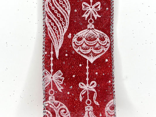 Wired Red Metallic Ornaments Ribbon- 2.5”x10 Yards