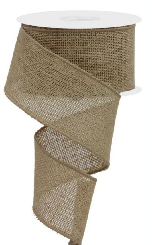 10 Yards - 2.5” Wired Natural Faux Burlap Ribbon