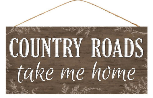 12.5”x6” Country Roads Wreath Sign