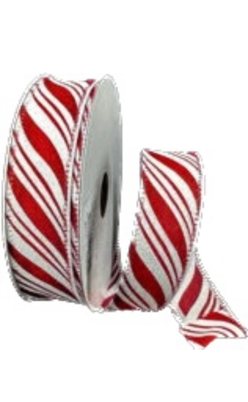 Wired Satin Peppermint Ribbon- 7/8”x10 Yards