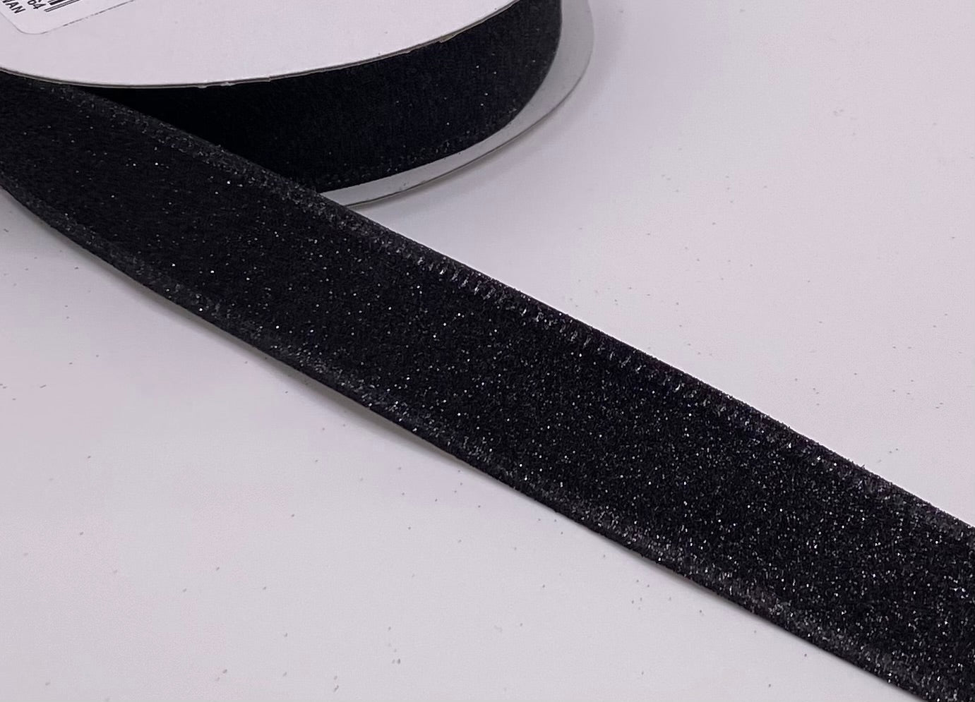 10 Yards - 7/8" Wired Black Glitter Ribbon