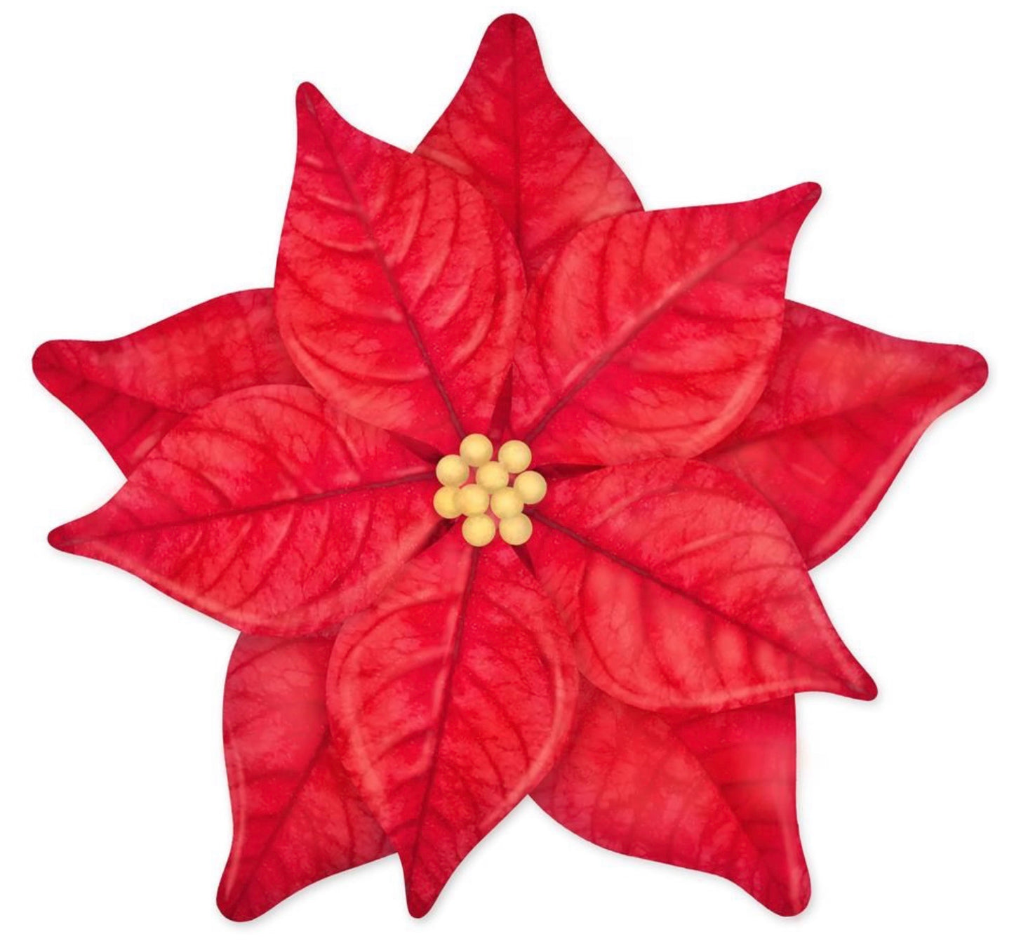 12” Metal Embossed Red Christmas Poinsettia Wreath Sign