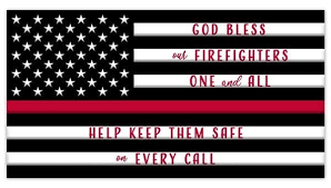 12"H x 6"L Metal God Bless Firefighters Wreath Sign