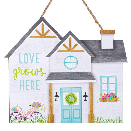 11.25”x9.75” Love Grows Here House Wreath Sign
