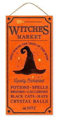 12.5”x6” Witches Market Wreath Sign