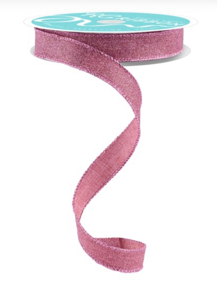 Wired Mulberry Pink Glitter Ribbon- 5/8x 10 Yards
