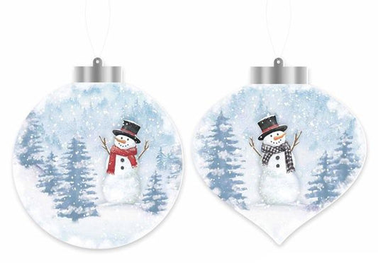 5.5” H- 2 Set Double Sided Snowman in Winter Ornament Signs