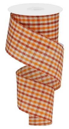 Wired Woven Gingham Check Ribbon- 2.5” x10 Yards