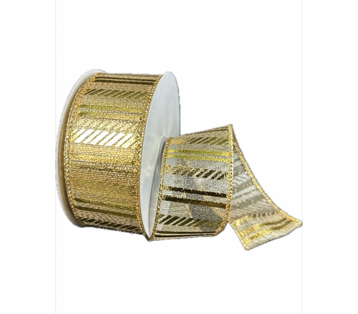 Wired Gold Sheer Embossed Ribbon-1.5”x10 Yards