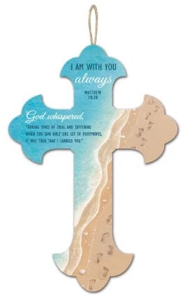 16"H x 11"L With You Always Cross Sign Wreath Sign