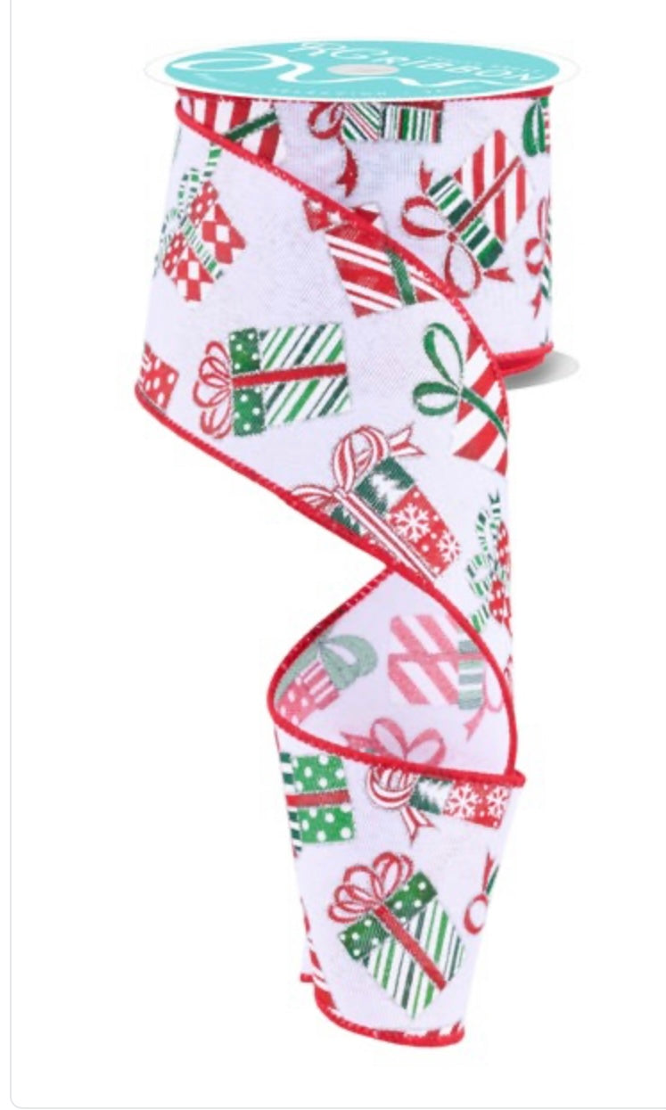 Wired Christmas Gifts Ribbon- 2.5”x10 Yards – foxwreathsupplies