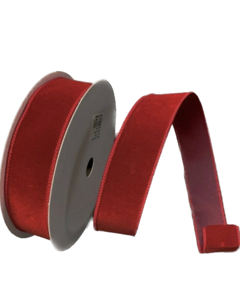 Wired Berry (Dark Red) Velvet - Christmas Ribbon- 1.5”x25 Yards