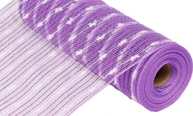 10.5 inch x 10 Yards Purple Puff Ball Metallic Mesh