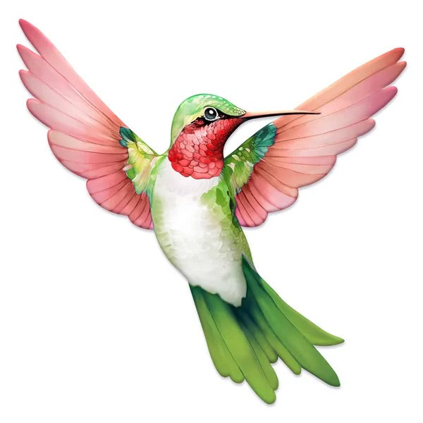 12.2"x9.6" Metal Embossed Hummingbird Wreath Sign