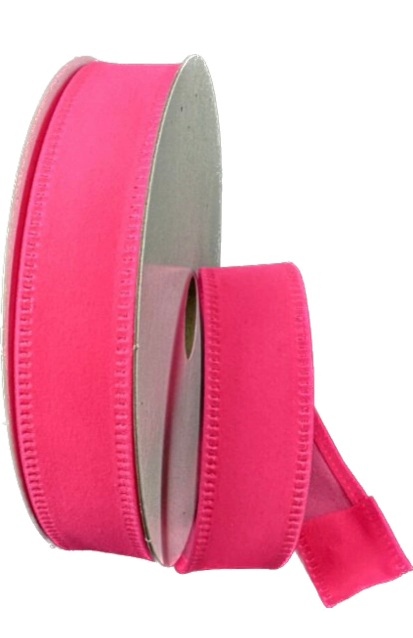 Wired Hot Pink Velvet Ribbon-7/8”x10 Yards