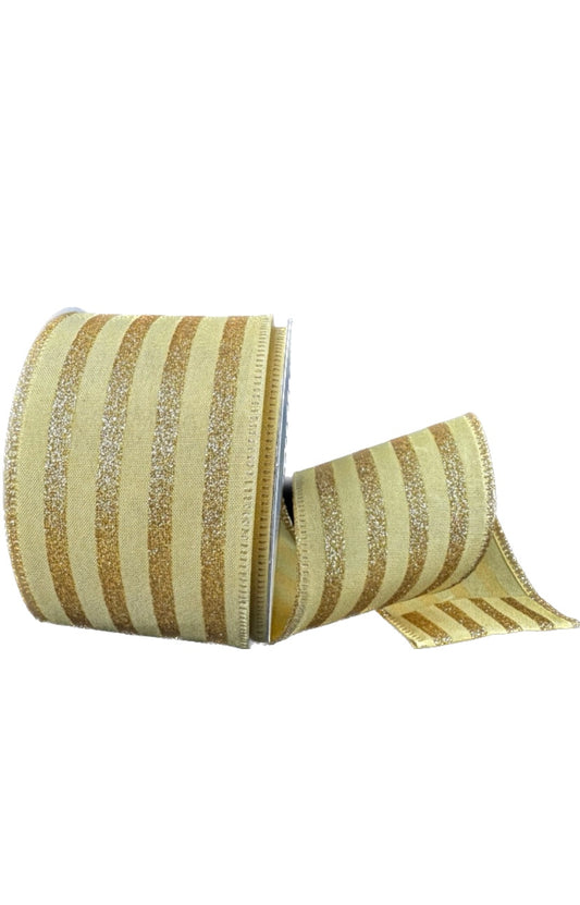 Wired Gold Ponche Glitter Cabana Strip Ribbon-2.5”x10 Yards
