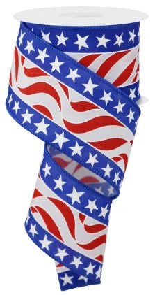 Wired Patriotic Ribbon- 2.5”x 10 Yards