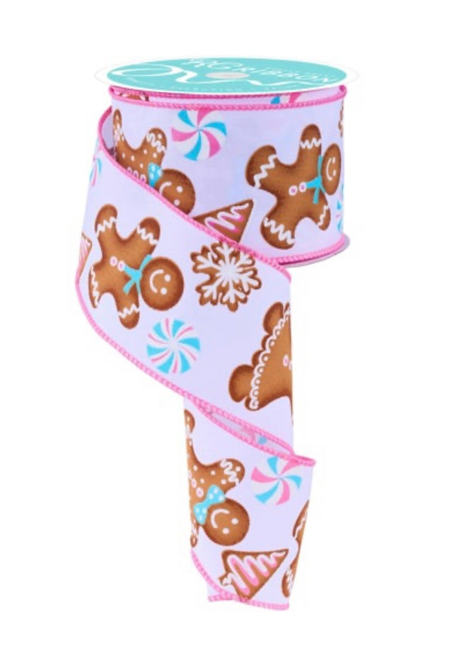 10 Yards - 2.5" Wired Gingerbread Candy Tree Ribbon