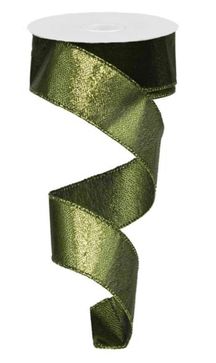 10 Yard - 1.5” Wired Lime Green Metallic Ribbon