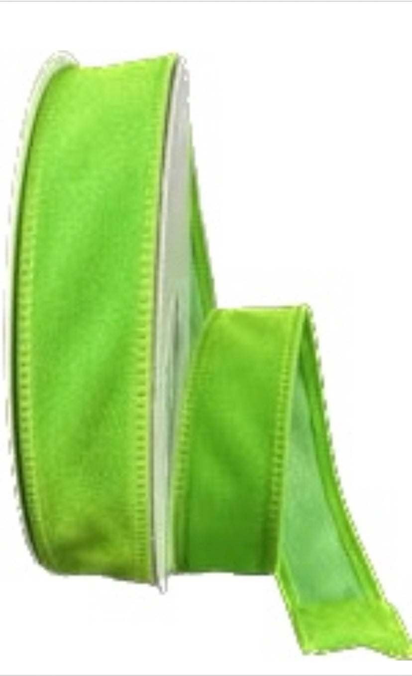 Wired Lime Green Velvet Ribbon-7/8”x10 Yards