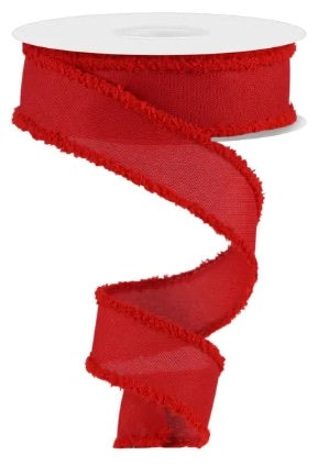 Wired Faux Royal Red Burlap Drift Ribbon- 1.5”x10 Yards