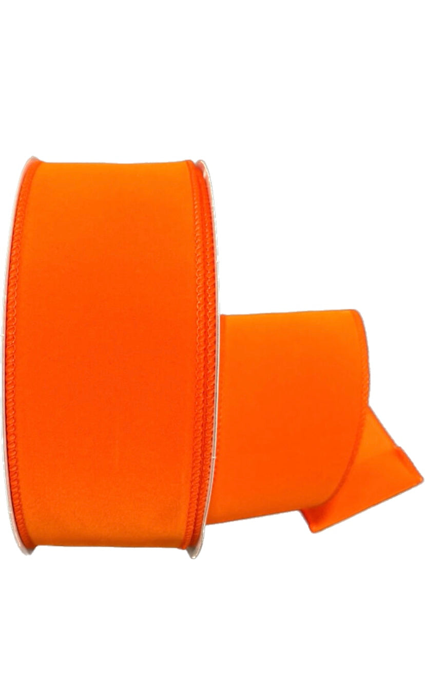 Wired Orange Flat Velvet Ribbon-2.5”x50 Yards