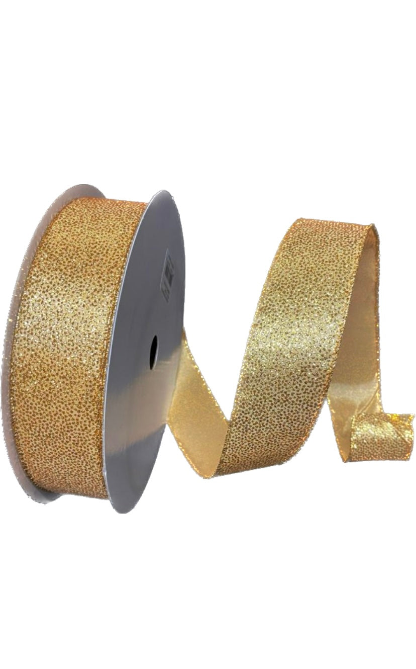 Wired Gold Glitter Christmas Ribbon-1.5”x50 Yards
