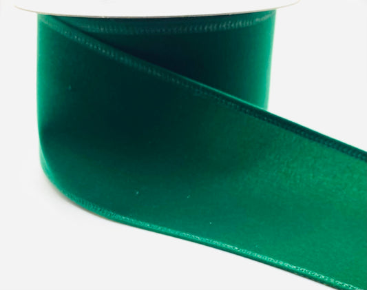 10 Yards - 2.5” Wired Green Velvet Ribbon
