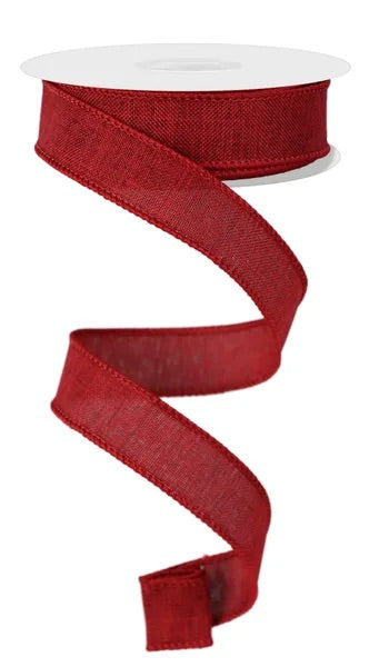 Wired Burgundy Royal Burlap Linen Ribbon-7/8”x10 Yards