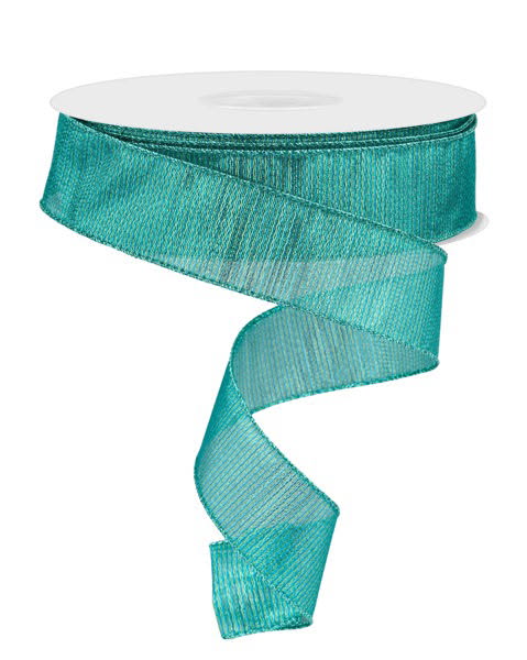 Wired Turquoise Blue Woven Metallic Ribbon- 1.5”x50 Yards