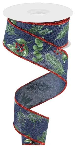 Wired Winter Foliage Ribbon-1.5”x10 Yards