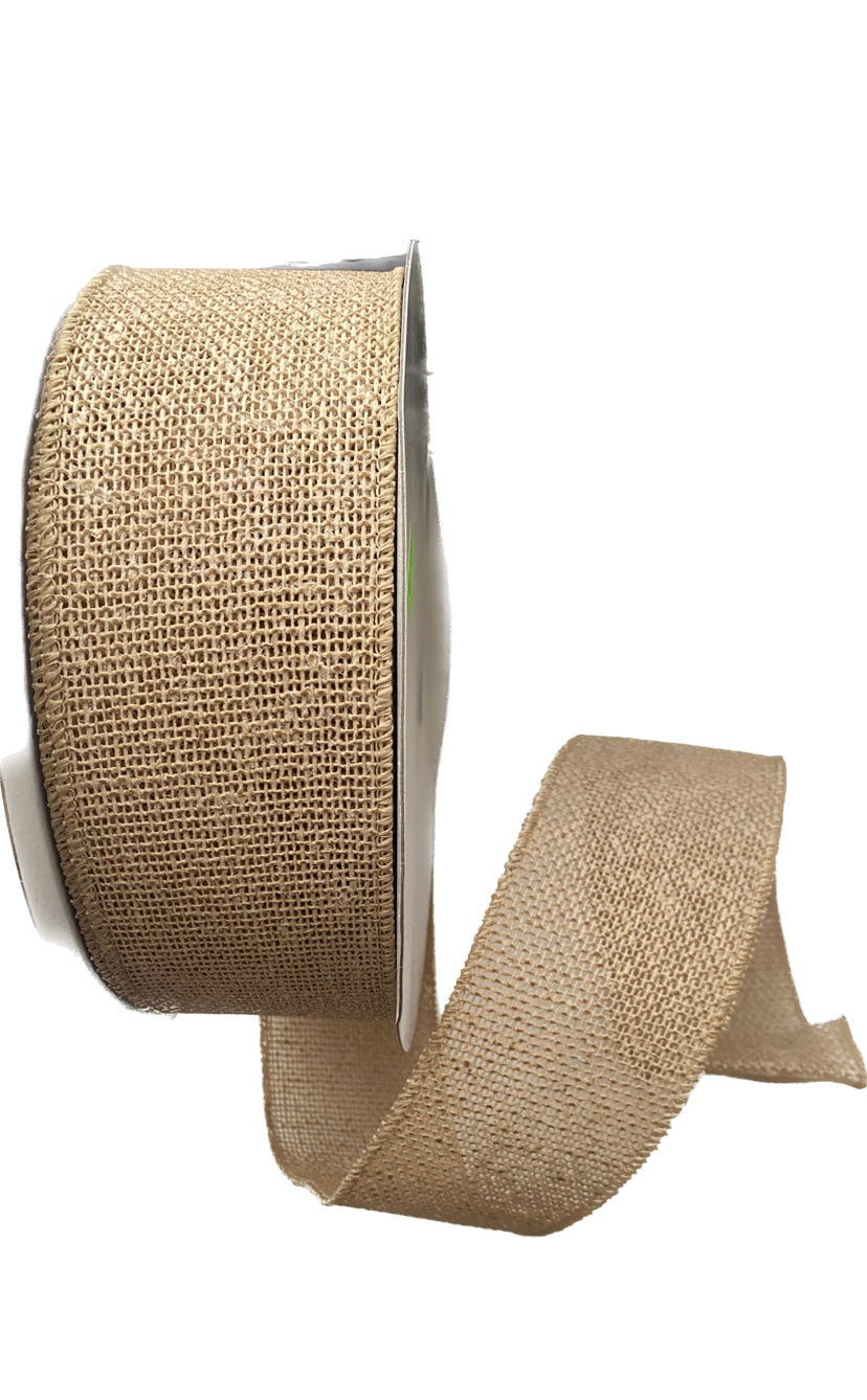 Wired Natural Burlap Ribbon-2.5”x25 Yards
