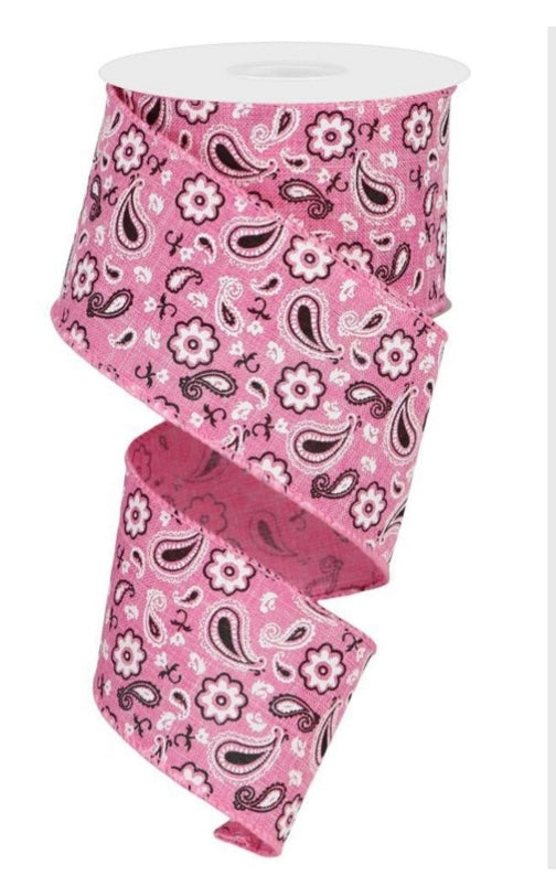 Wired Pink Bandana Ribbon-2.5”x10 Yards