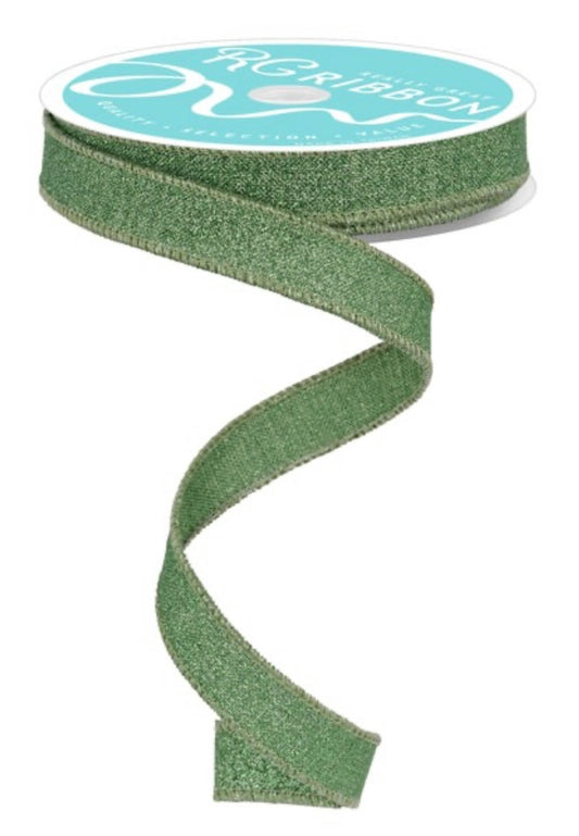 10 Yards - 5/8” Wired Sage Green Glitter Ribbon