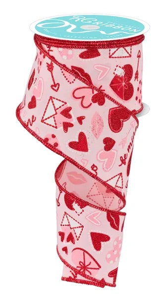 Wired Valentine’s Day Graphics Ribbon- 2.5”x10 Yards