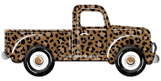 12” Metal Embossed Cheetah Print Truck Wreath Sign