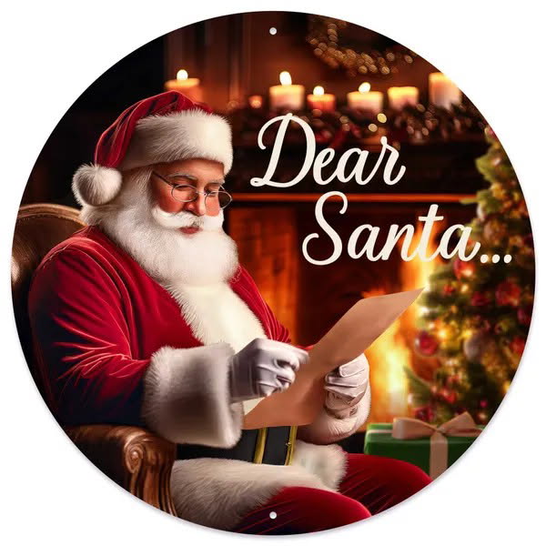 Dear Santa Wreath Sign-12” Round