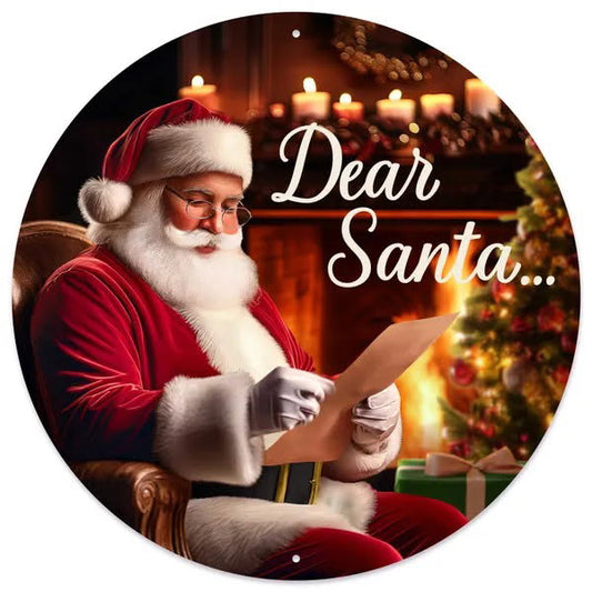 Dear Santa Wreath Sign-12” Round