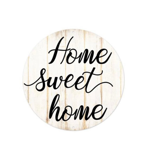 8” Round Metal Home Sweet Home Wreath Sign