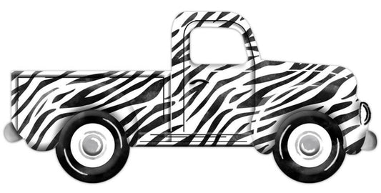 12” Metal Embossed Black and White Zebra Print Truck Wreath Sign